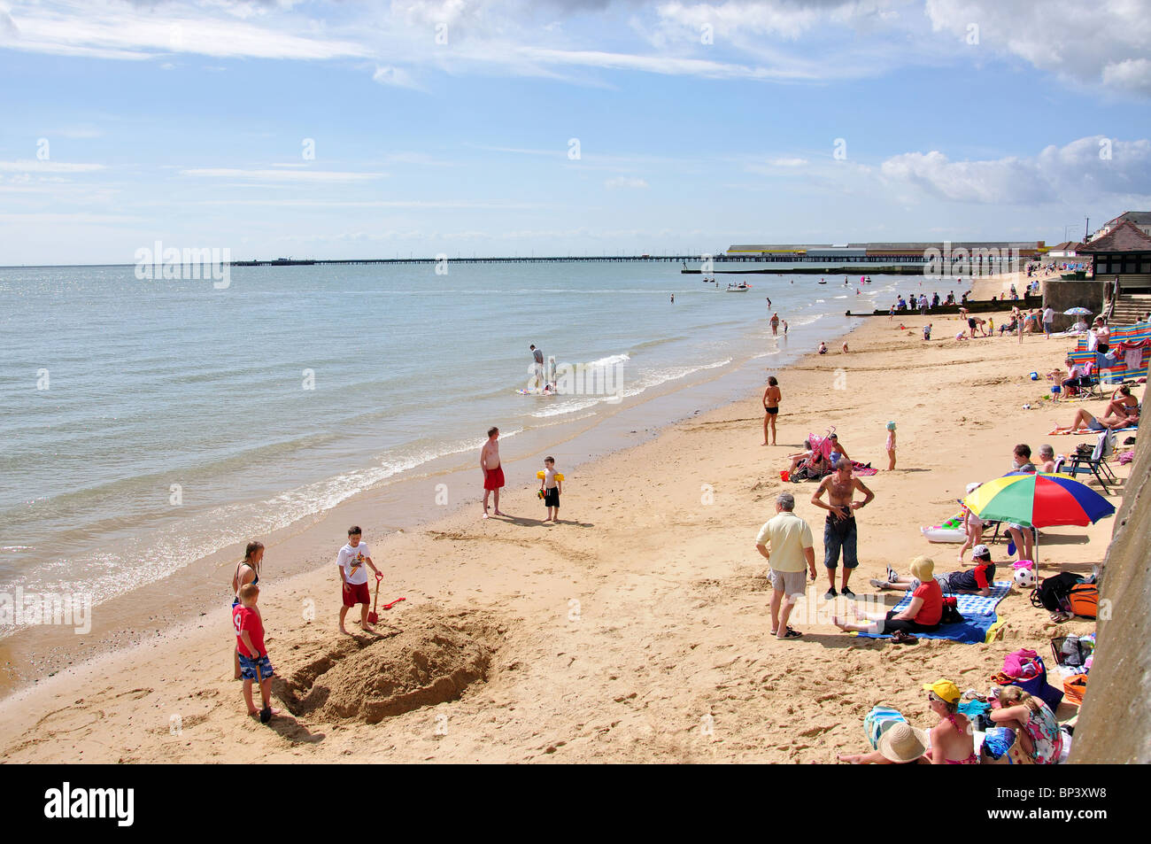 Vue sur la plage, Walton-on-the-Essex,  ?, Angleterre, Royaume-Uni Banque D'Images