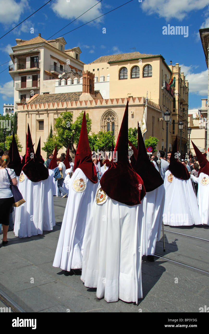 Semana Santa (Semaine Sainte), Séville, Séville, Andalousie, province de l'Espagne, l'Europe de l'Ouest. Banque D'Images