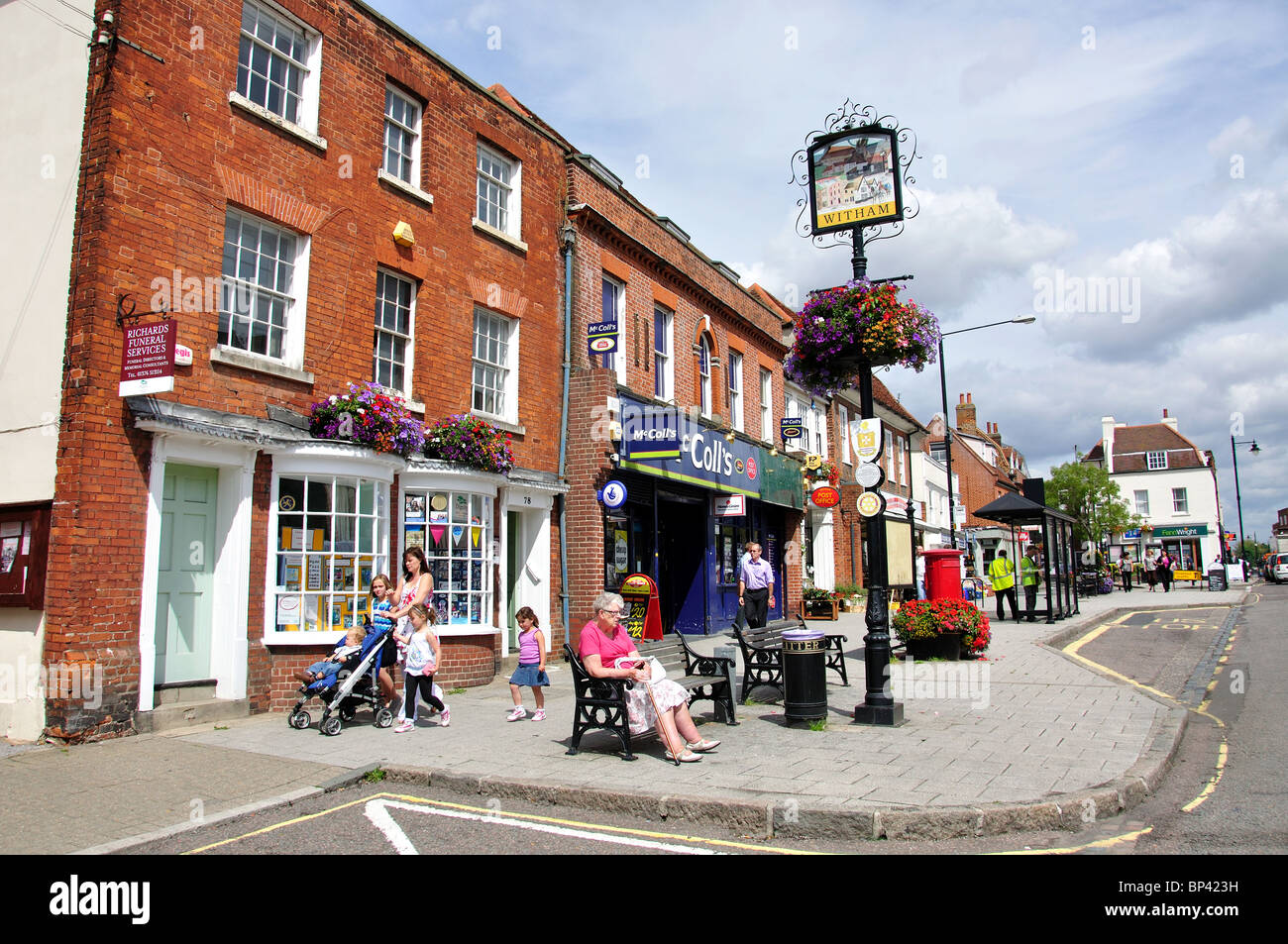 Le panneau de la commune, rue Newland, Witham, Essex, Angleterre, Royaume-Uni Banque D'Images