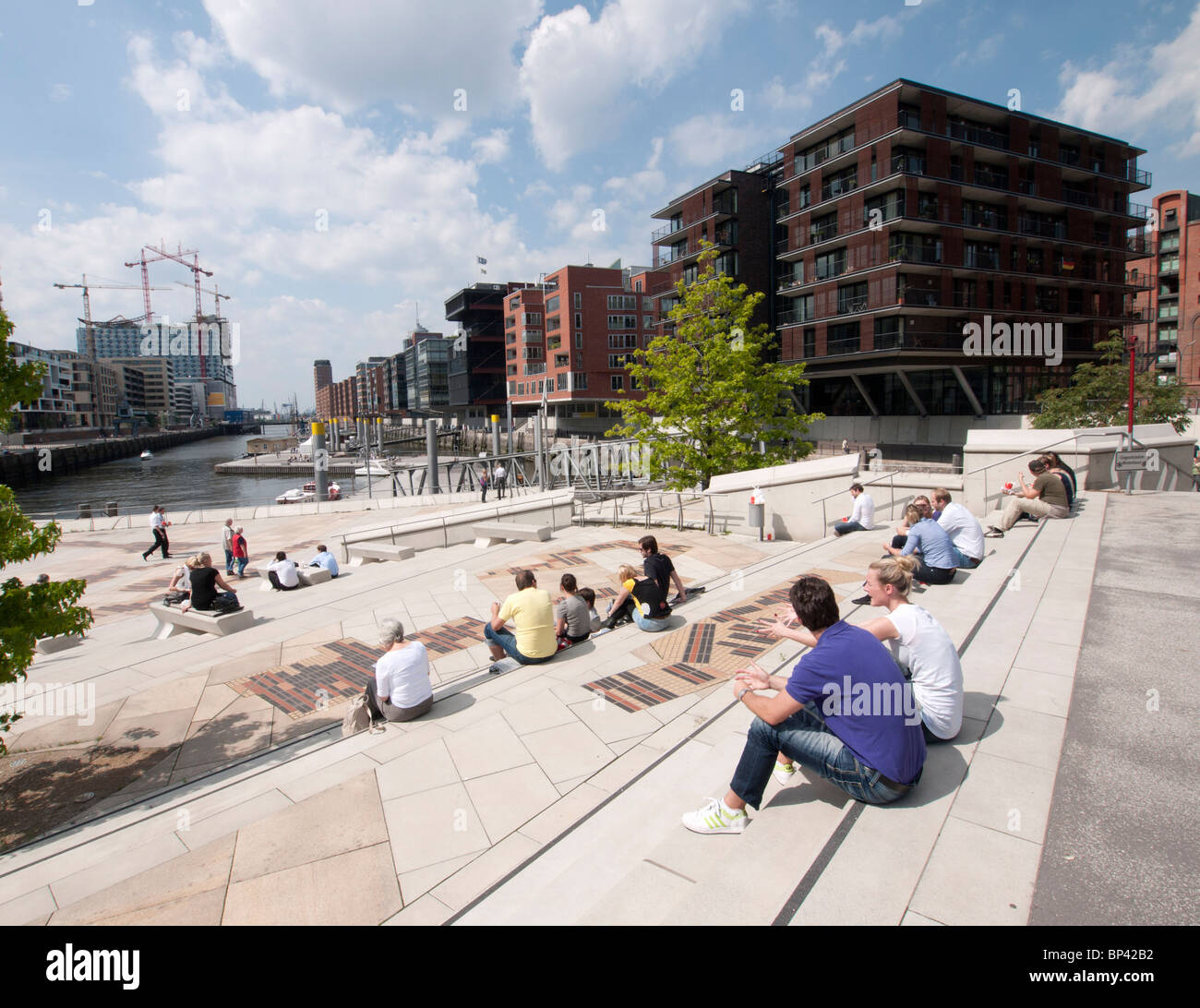 Appartement moderne des bâtiments construits à Magellan Terrassen à Sandtorhafen dans nouveau Hafencity à Hambourg de développement immobilier ge Banque D'Images