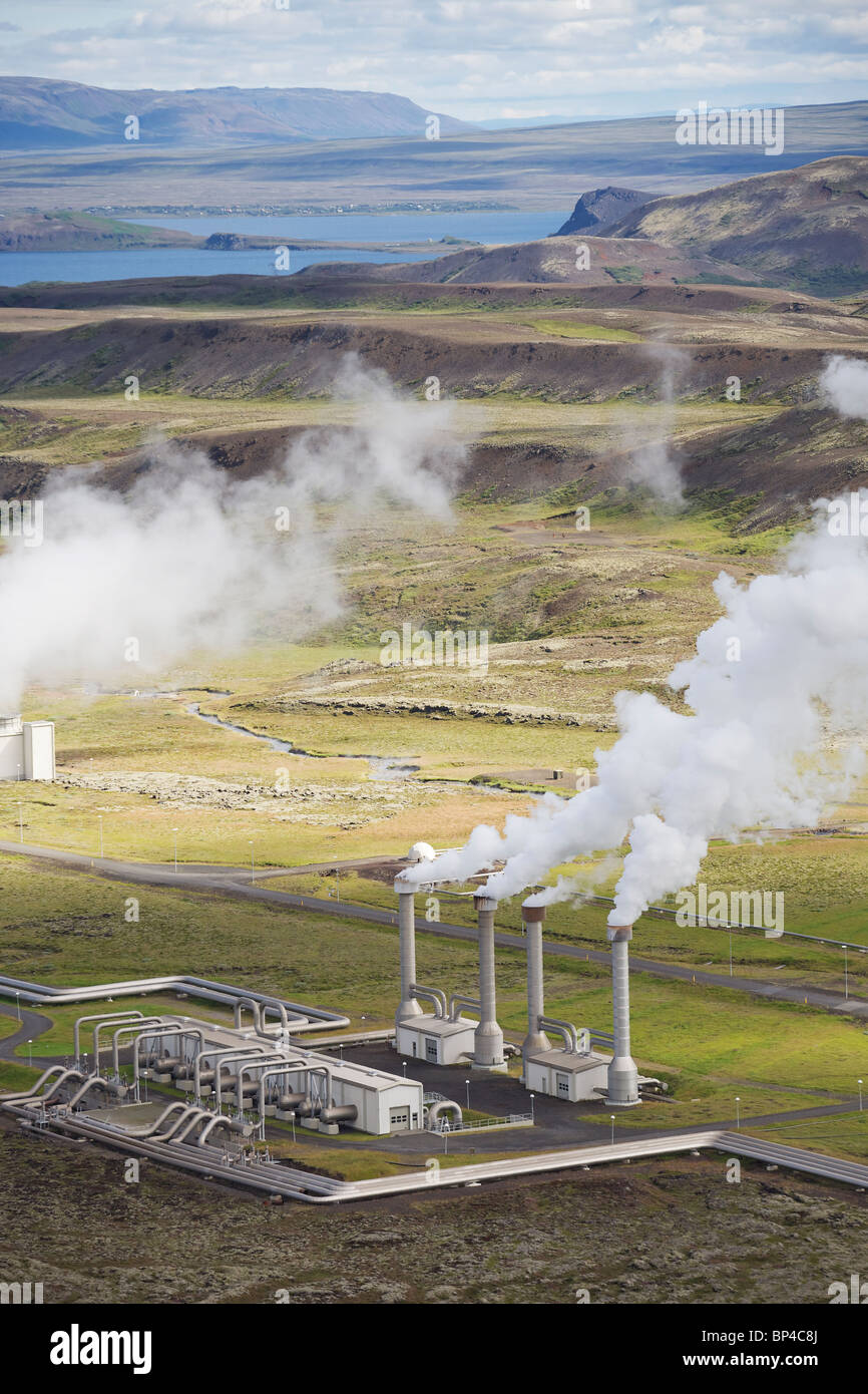 Nesjavalla Power Plant, les récoltes de l'électricité à partir de la zone géothermique Thingvelir Banque D'Images