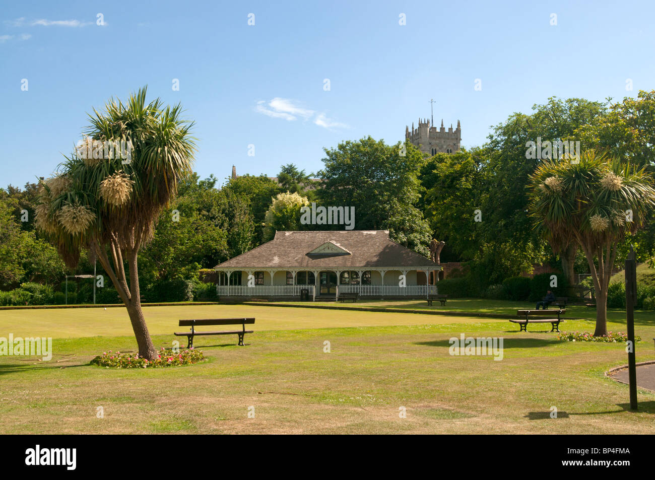 Et terrain de cricket pavillion à Christchurch, Dorset Banque D'Images