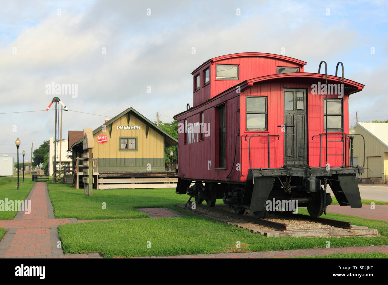 Katy Texas Railroad "pocket park" Missouri-Kansas-Texas Depot Banque D'Images
