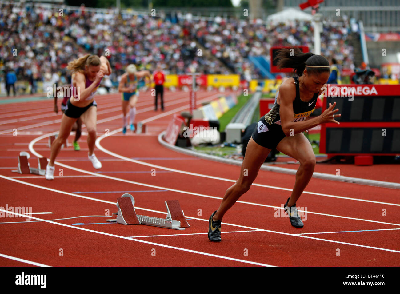 Allyson Felix vainqueur du 400m femmes chez Aviva London Grand Prix, Crystal Palace, Londres. Banque D'Images