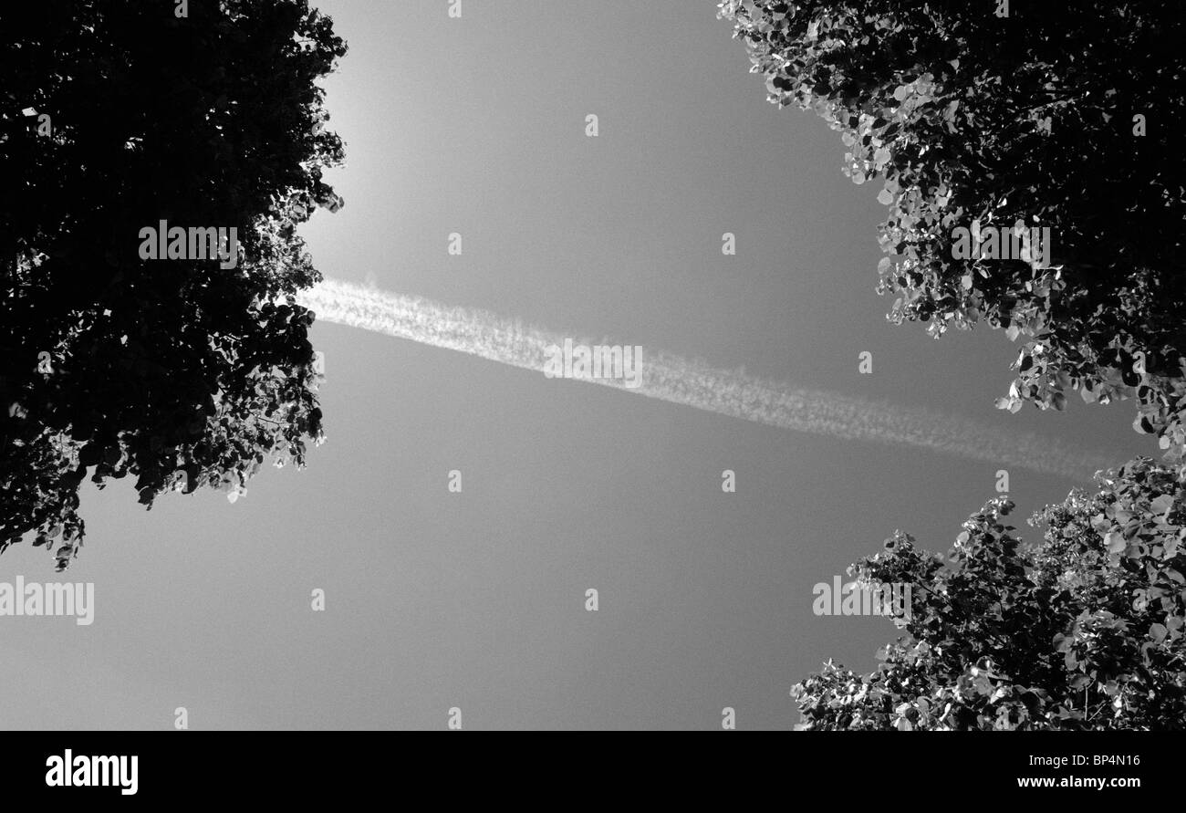 TRAÎNÉE DE CONDENSATION Banque D'Images