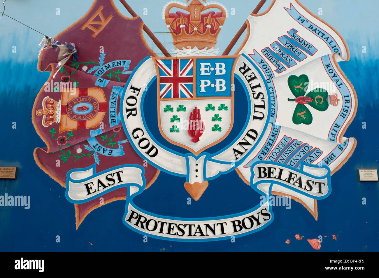 East Belfast murale garçons protestants- Newtownards Road. Banque D'Images