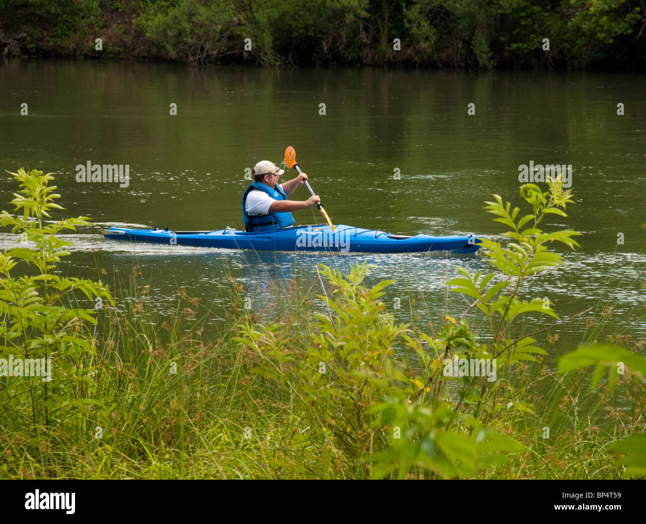Kayak sur la rivière Savannah Georgia Augusta Banque D'Images