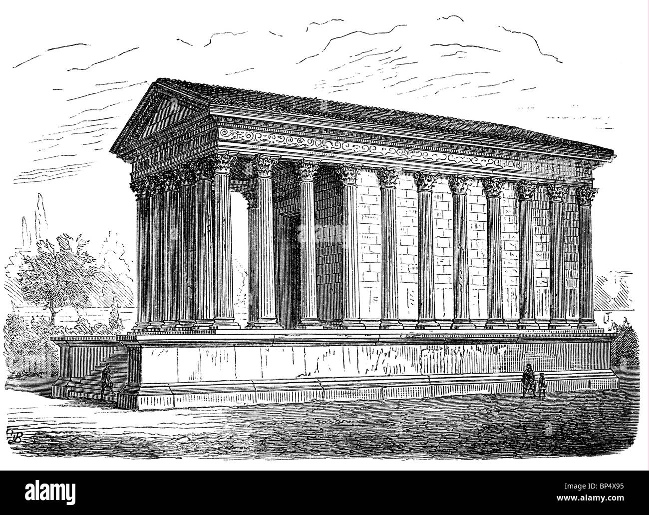Maison Carrée, ancien temple à Nîmes, dans le sud de la France Banque D'Images