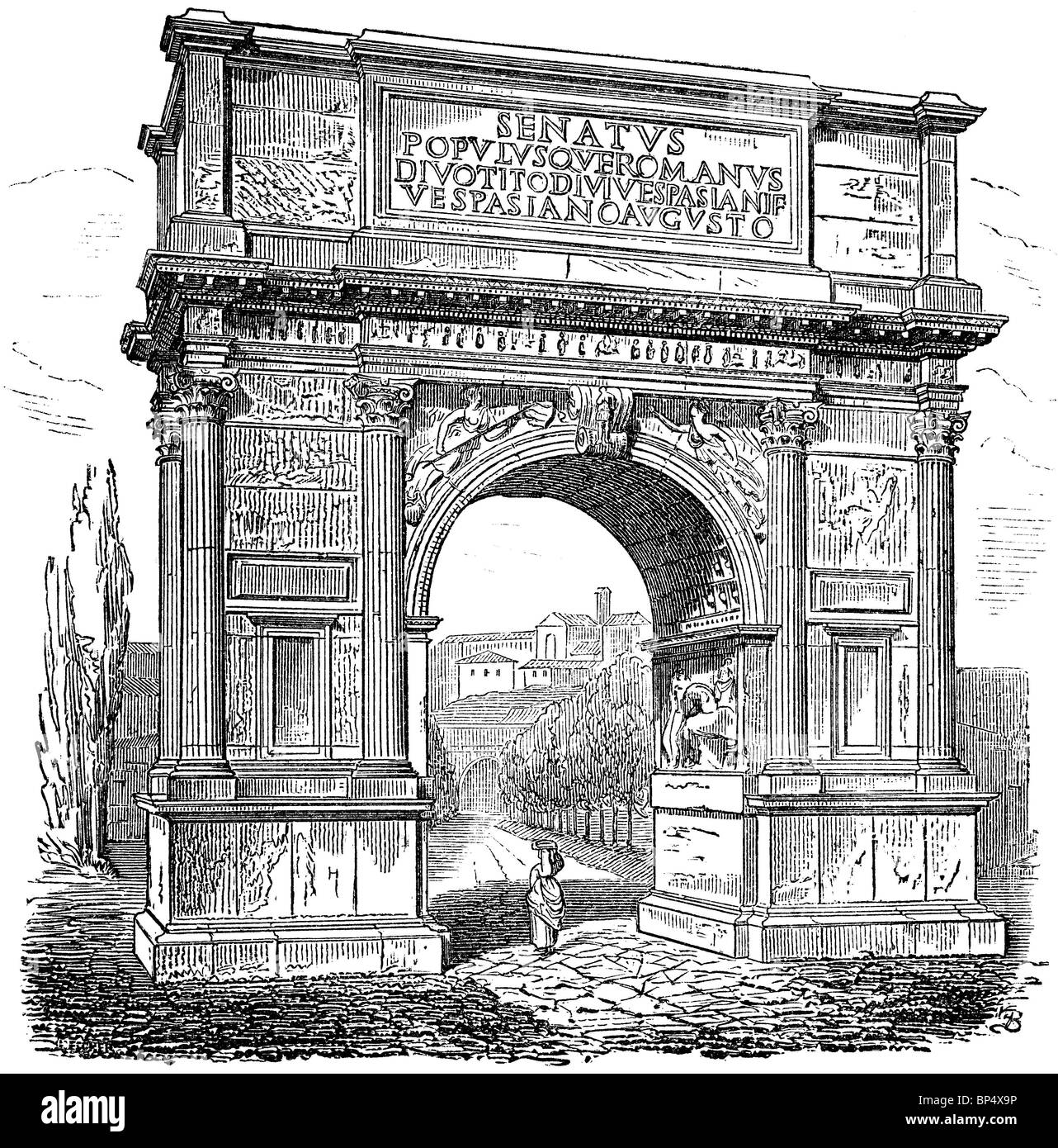 Arc de Titus, 1e siècle sur l'arche Honorifique Via Sacra, Rome, Forum Romain, Italie Banque D'Images