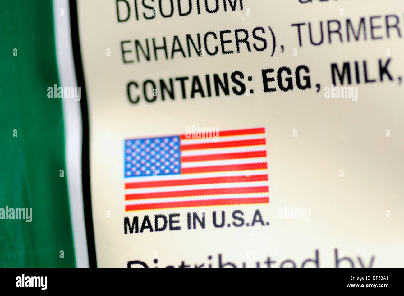 "Made in USA" écrit sur emballage pour les produits alimentaires Banque D'Images