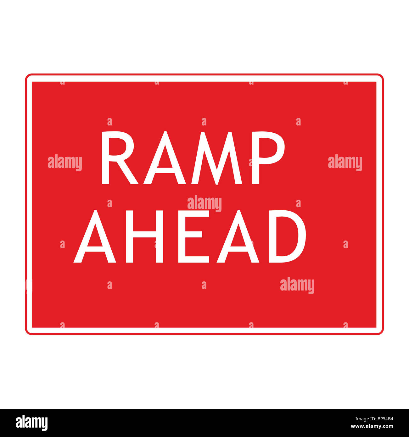 Panneau routier britannique avant de rampe Banque D'Images