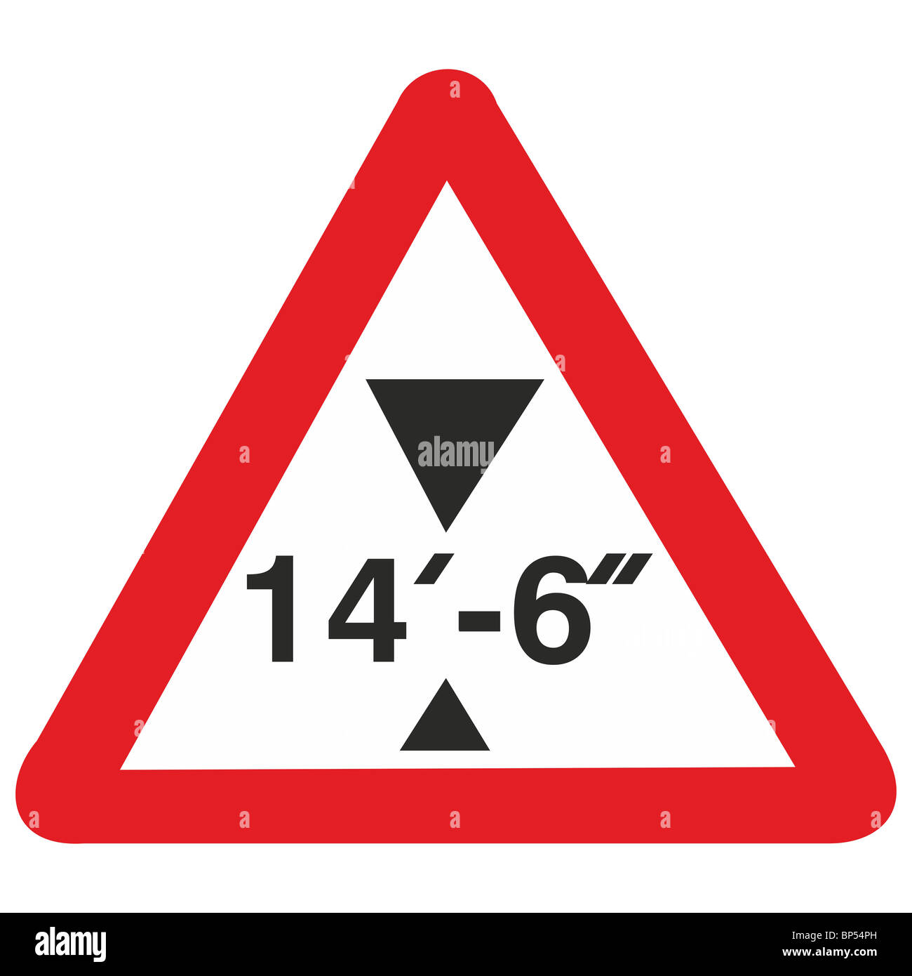Panneau routier britannique de puissance faible hauteur limité restriction restreint Banque D'Images