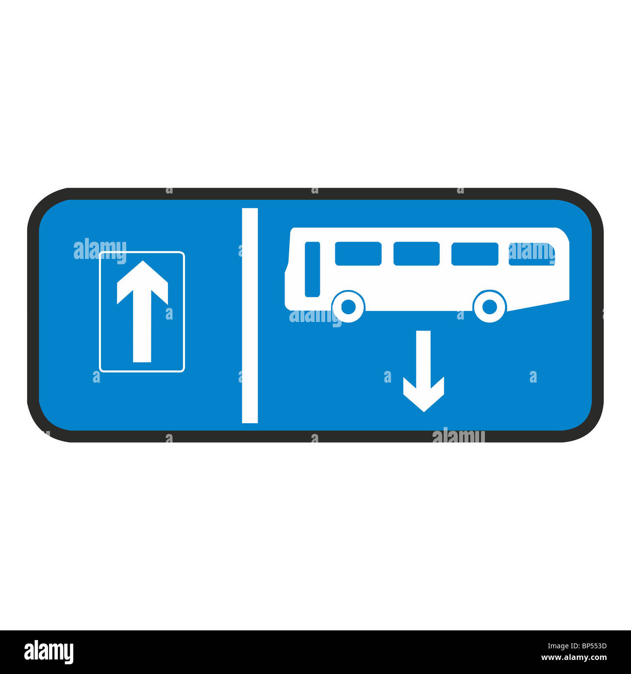 Uk road sign lane bus contresens Banque D'Images