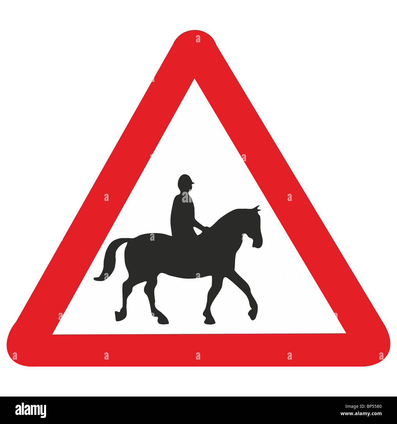 Uk road sign équitation sur route en avant les chevaux Banque D'Images