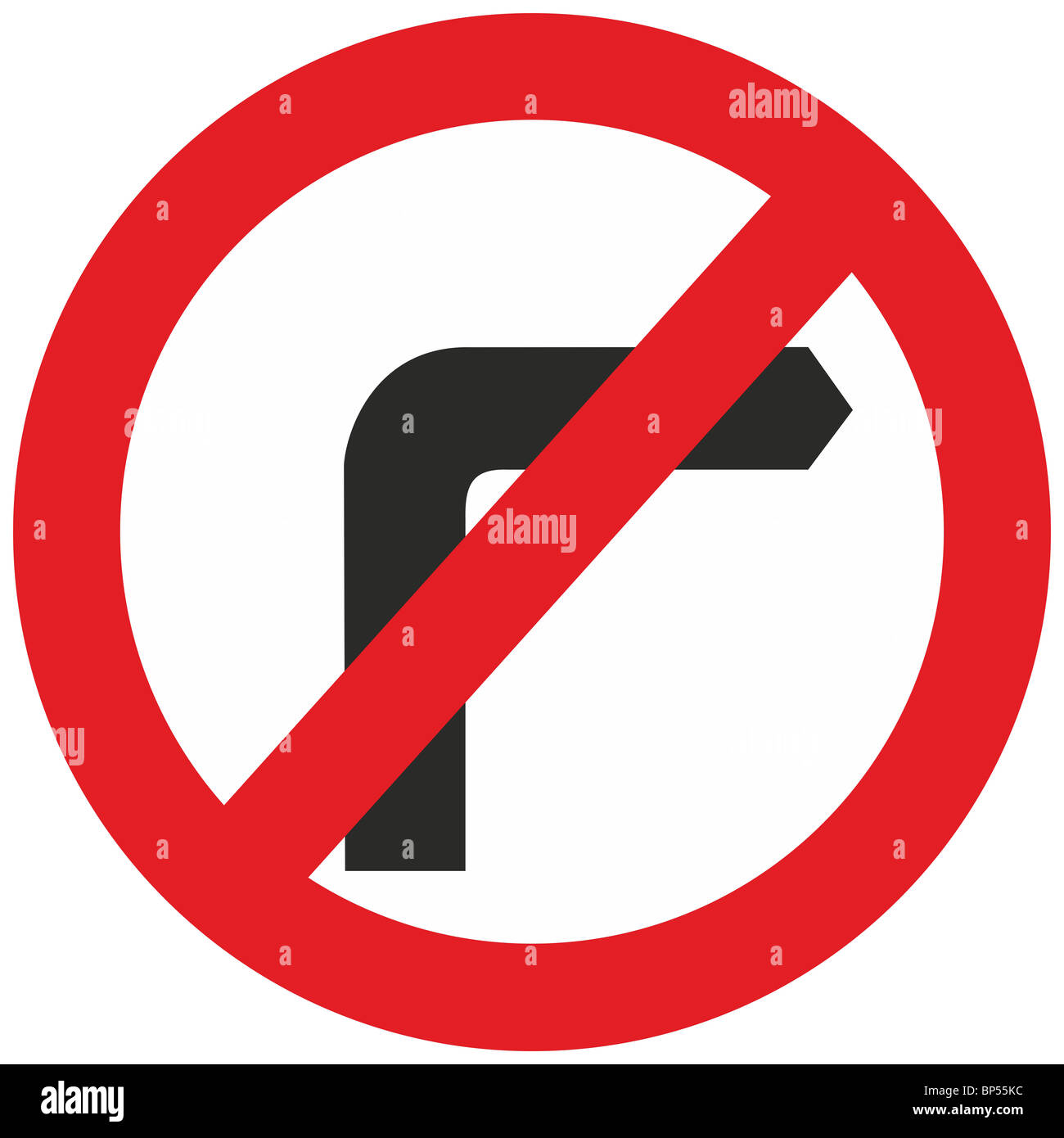 Uk road sign pas tourner le droit interdit Banque D'Images