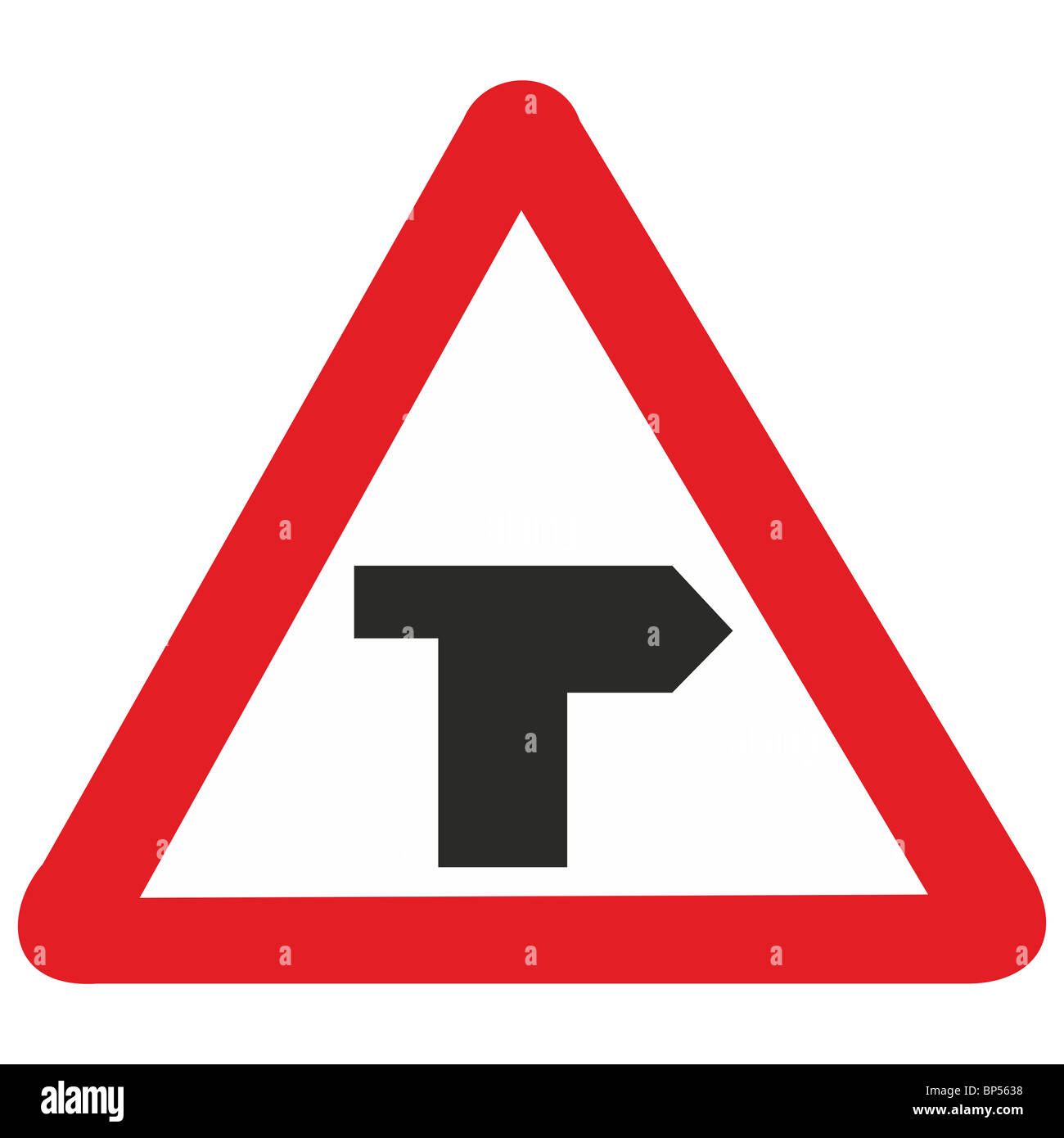 Uk road sign carrefour en T, la priorité à droite Banque D'Images