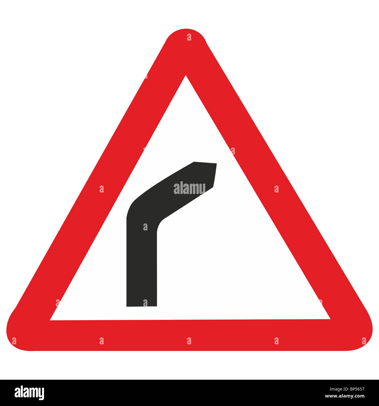 Uk road sign juste à gauche de l'avant par de belles courbes bendy courbe Banque D'Images