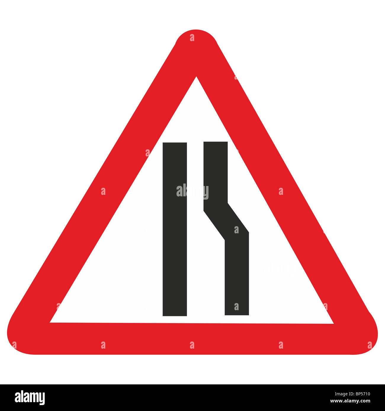 Uk road sign route Narrows du côté droit de l'avant Banque D'Images