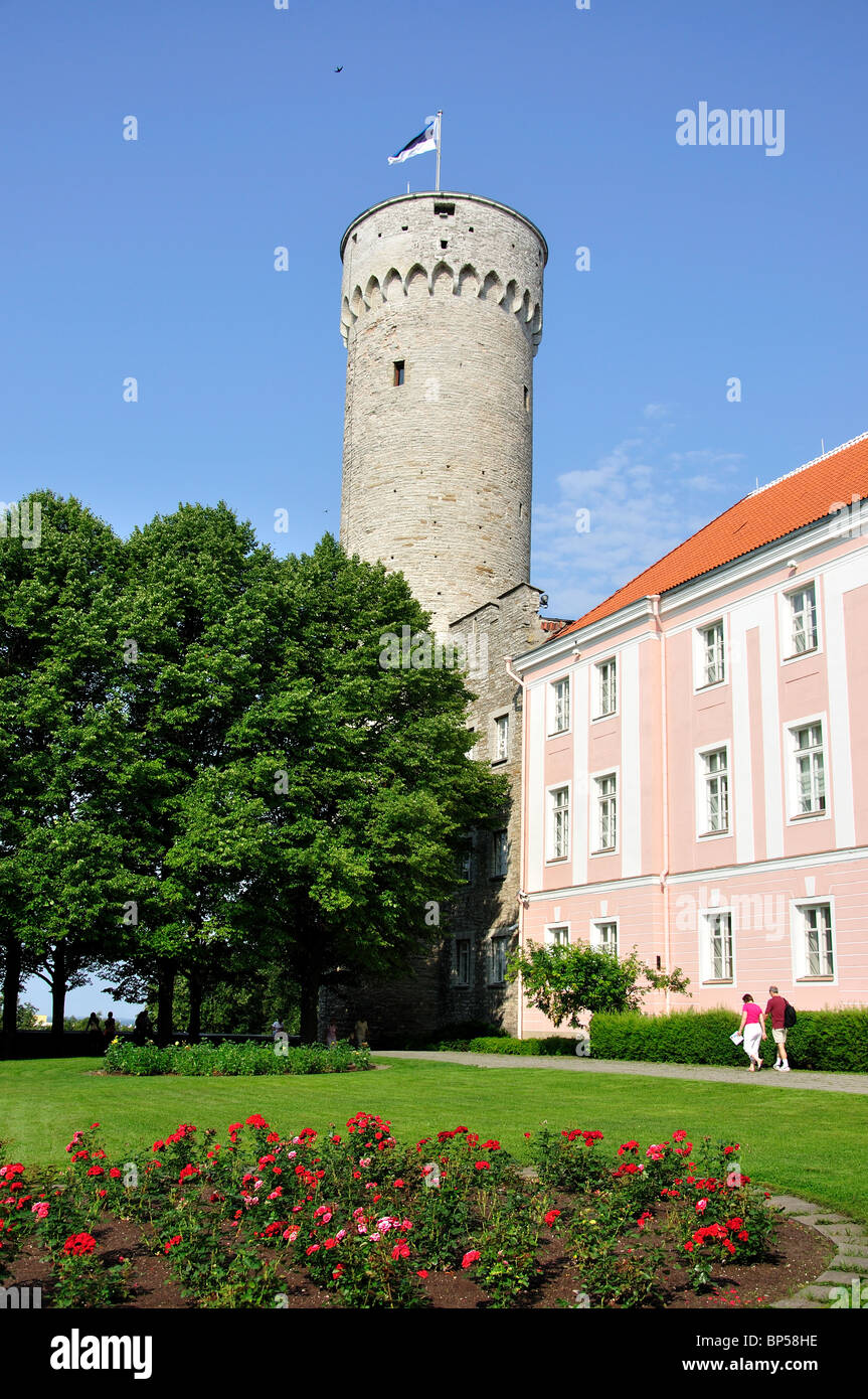 Herman Tower, 13ème siècle le château de Toompea (Parlement estonien), Vieille Ville, Tallinn, Tartu County, République d'Estonie Banque D'Images