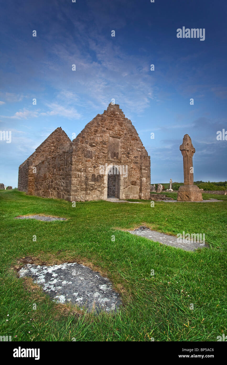 Le monastère de Clonmacnoise, County Offaly, Irlande. Banque D'Images