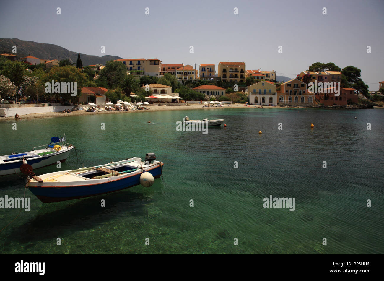 La plage d'Assos en Grèce KEFALONIA Banque D'Images