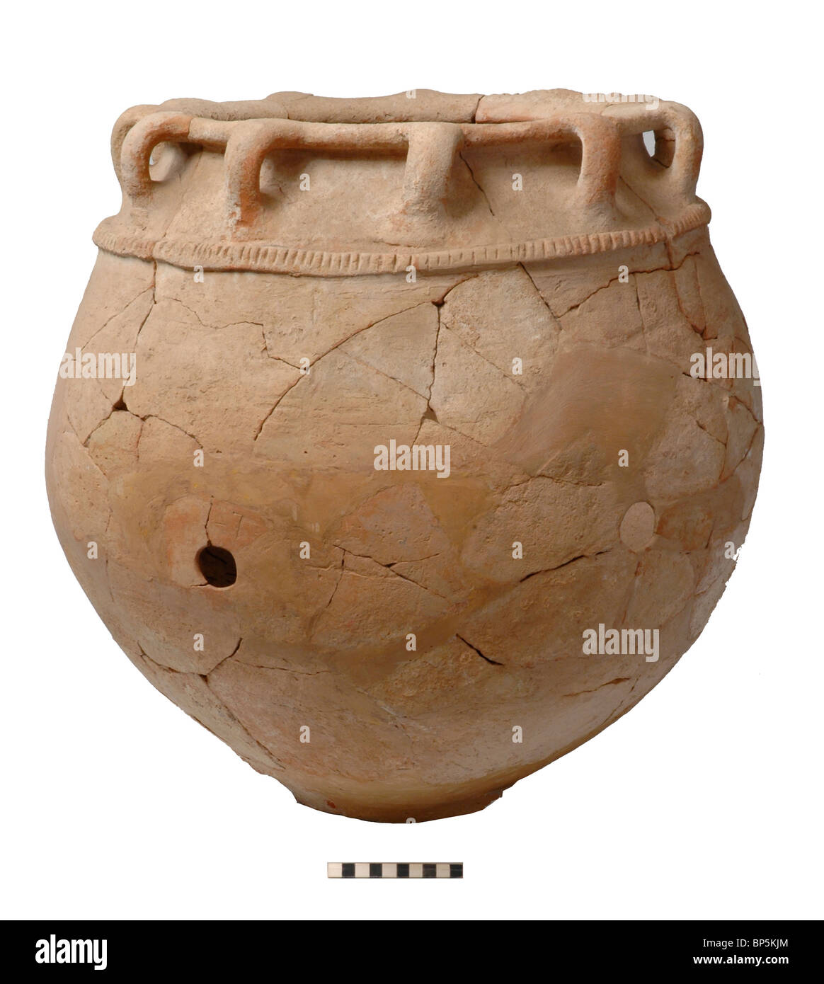 5275. Grand Pot de rangement avec poignées 11. Excavées dans la ville philistine d'Ékron datind à partir de la 9-8ème. C. C.-B.). Banque D'Images