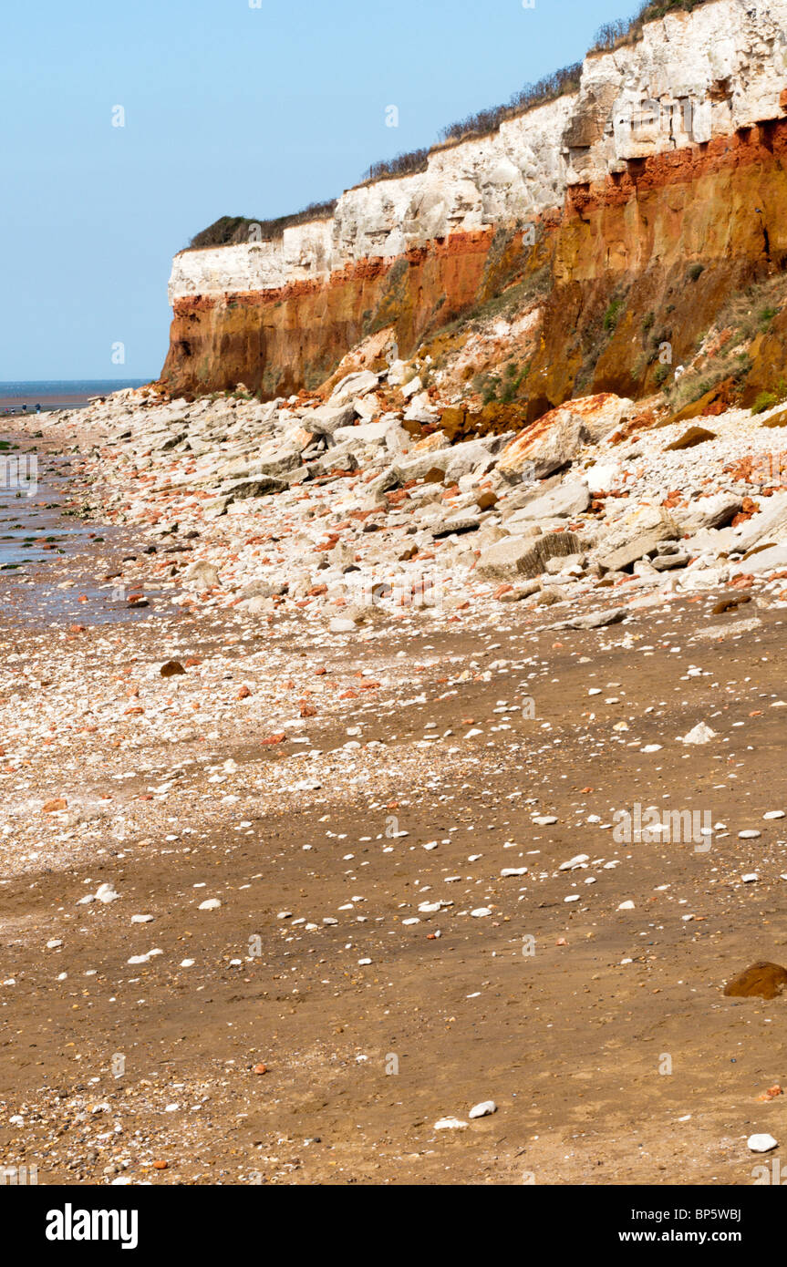 Les bandes rouges et blanches falaises de Hunstanton sur la côte de Norfolk, Angleterre Banque D'Images