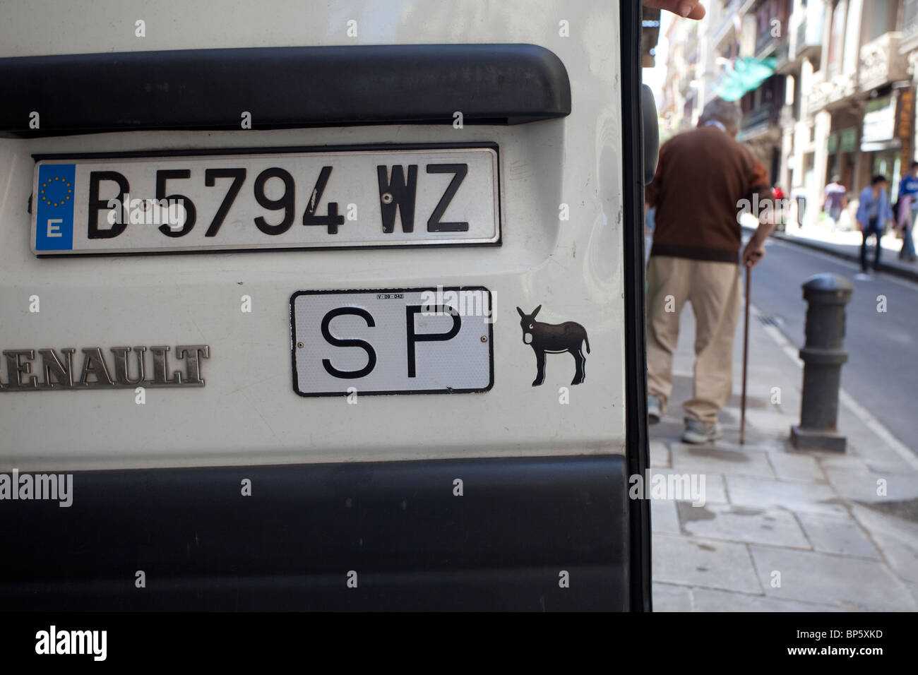 Barcelone Burro Catala, un autocollant sur une voiture Banque D'Images