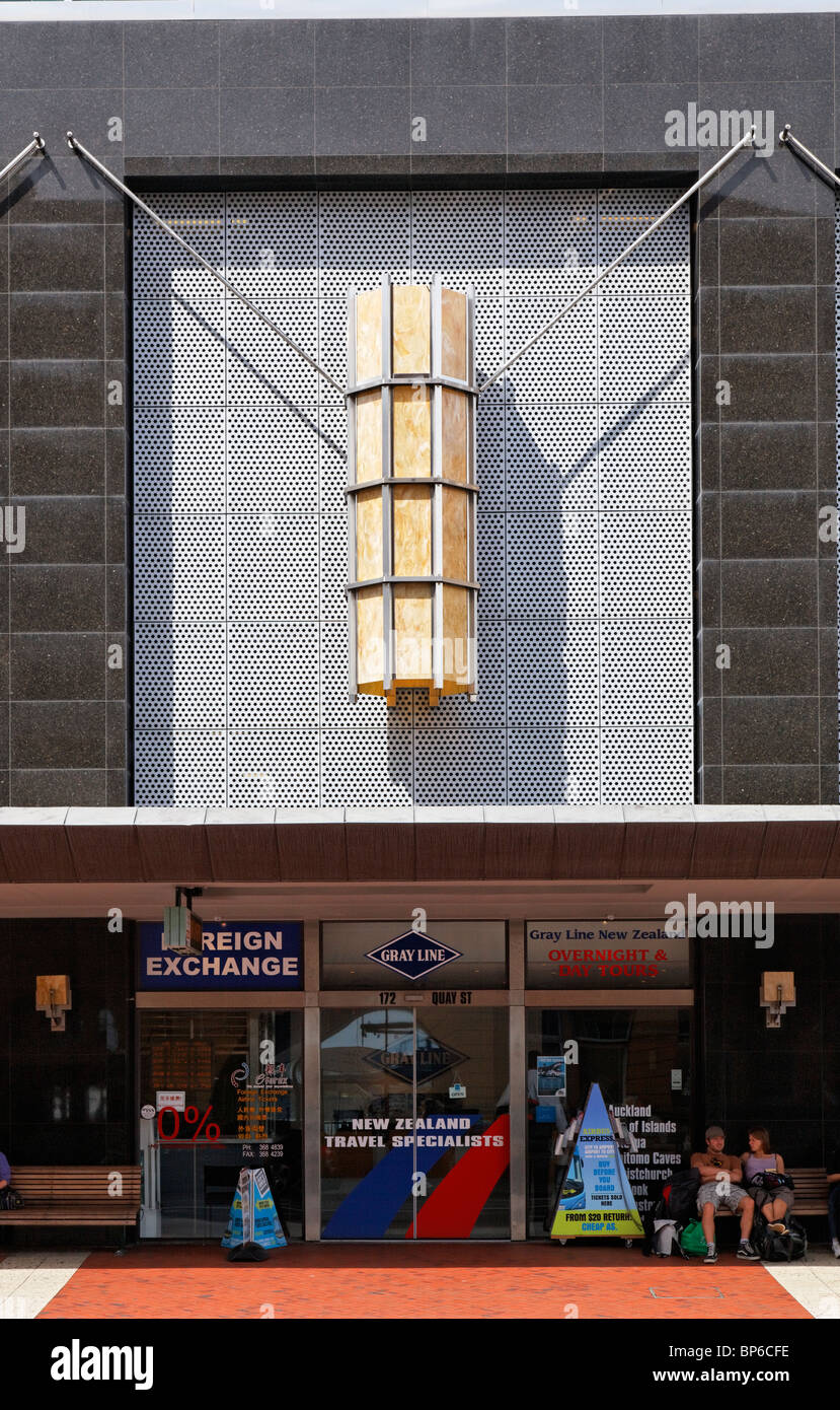 Aucklands Greyline shop à bord de l'immeuble de style Art Déco. Banque D'Images