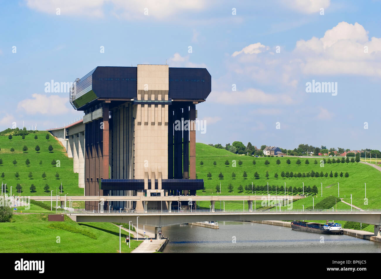 Canal du Centre, l'ascenseur à bateaux de Strepy-Thieu, la Province du Hainaut, Belgique Banque D'Images