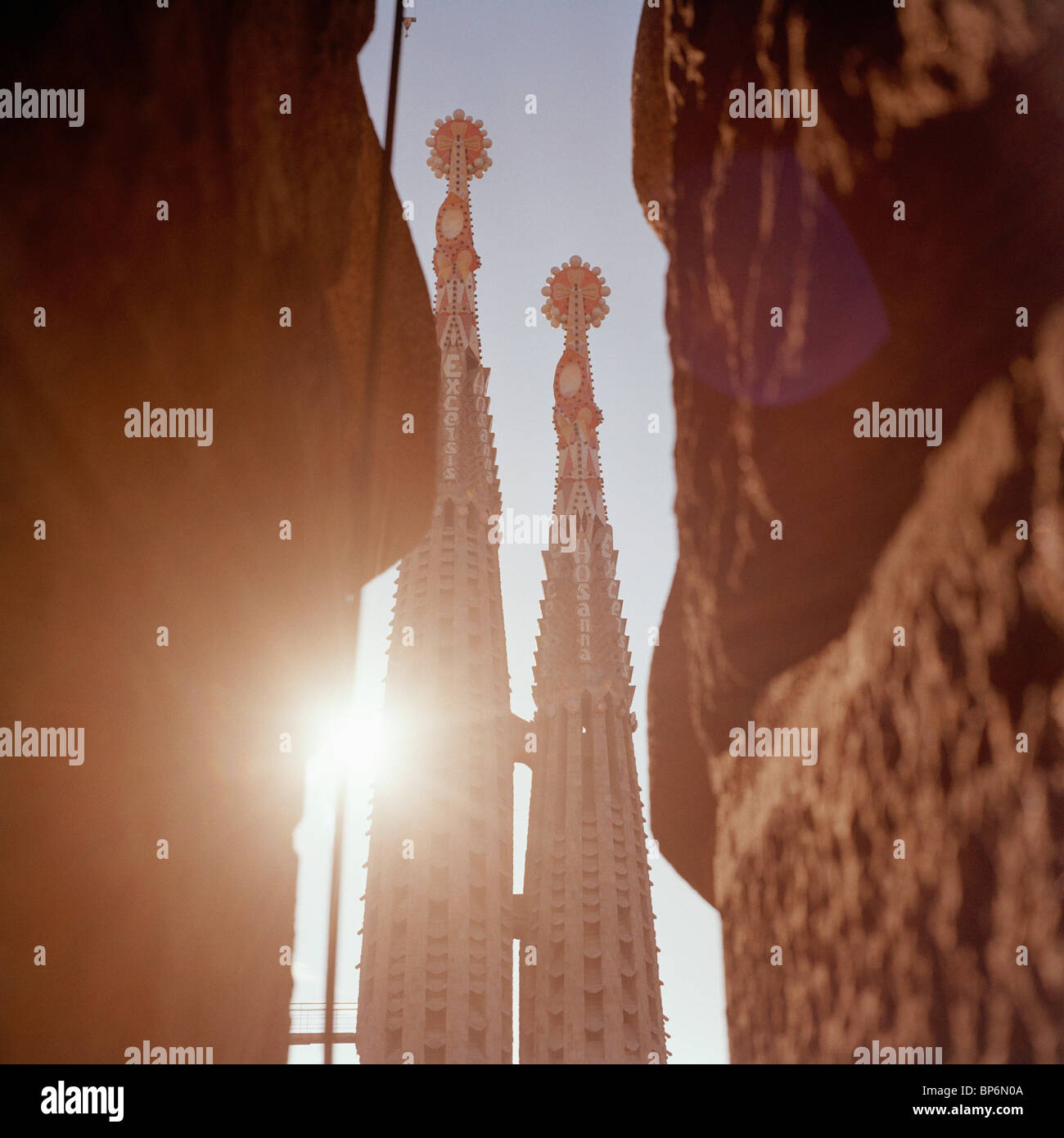 Détail de la Tours de La Sagrada Familia, Barcelone, Espagne Banque D'Images