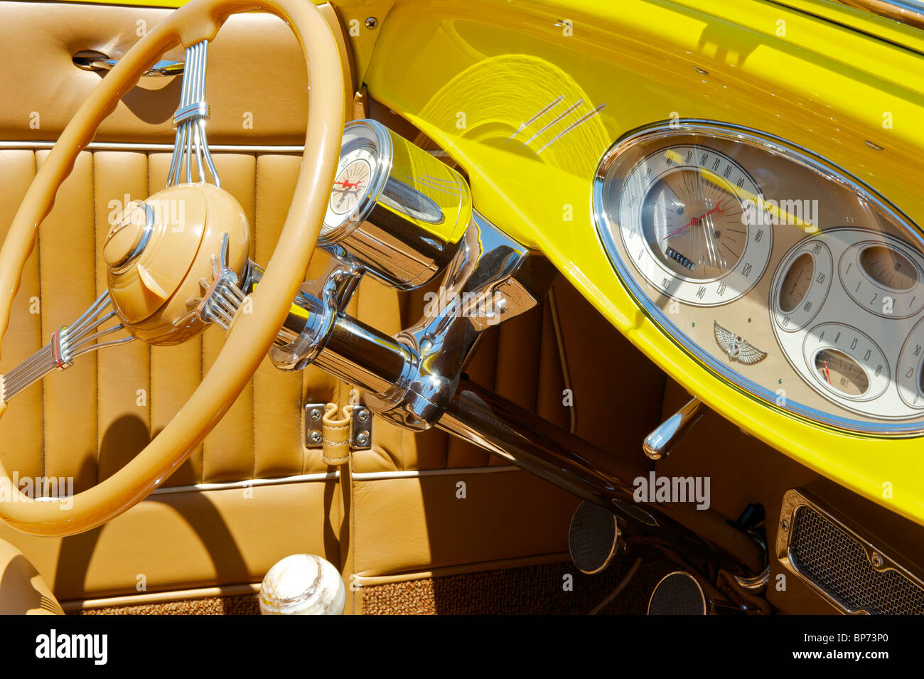 Intérieur de voiture classique, Banque D'Images