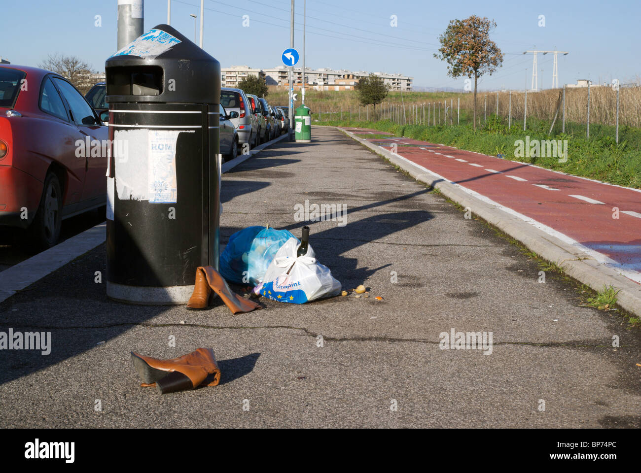 Les déchets urbains de Rome Banque D'Images