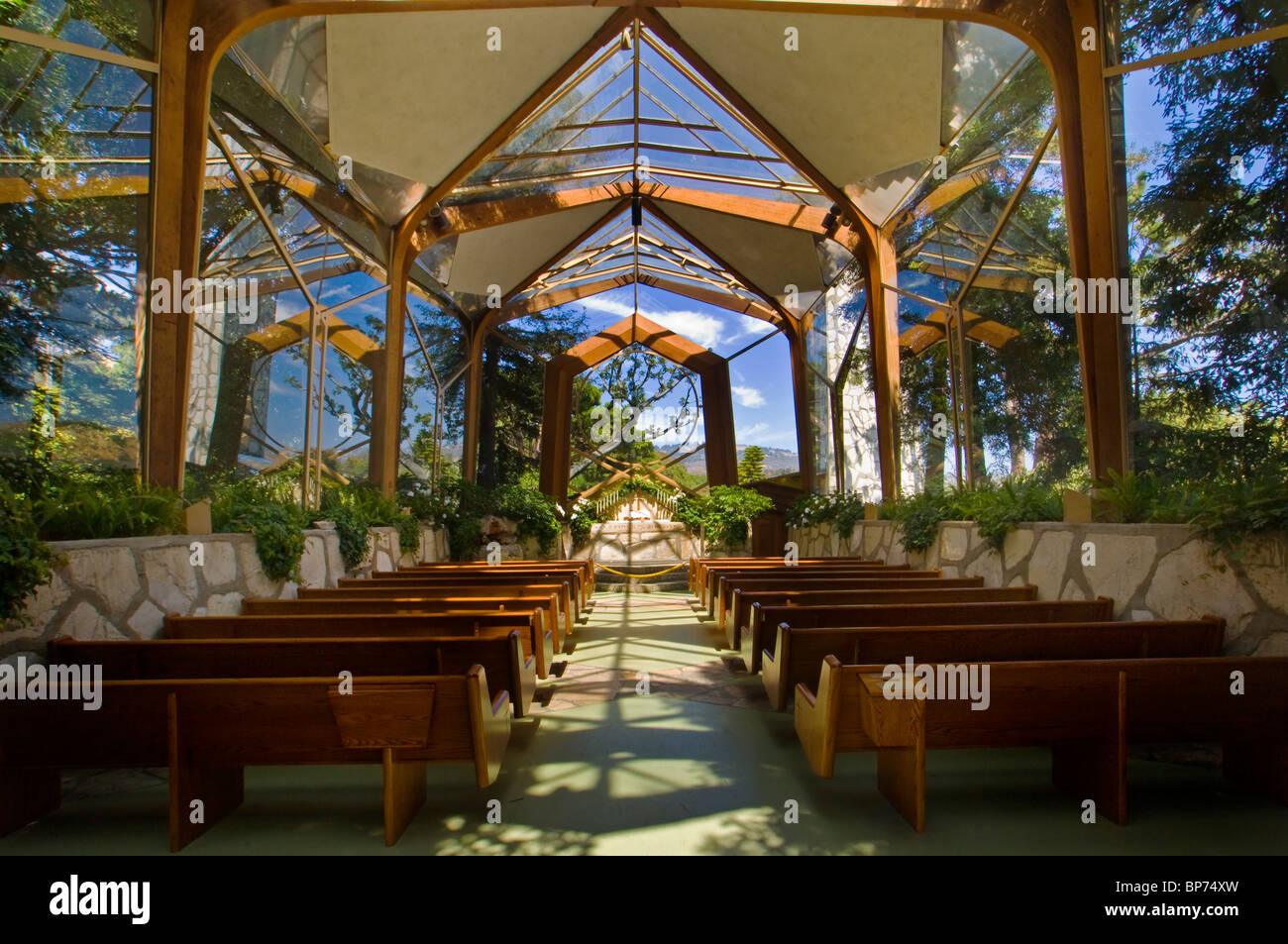 La chapelle des voyageurs, conçu par Lloyd Wright, Palos Verdes Peninsula, Los Angeles County, Californie Banque D'Images