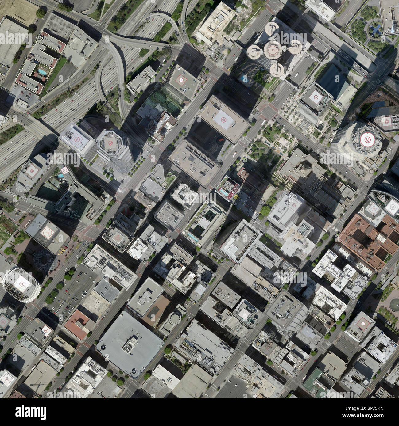 Carte aérienne voir le centre-ville de Los Angeles Californie harbor freeway highway 110 Banque D'Images