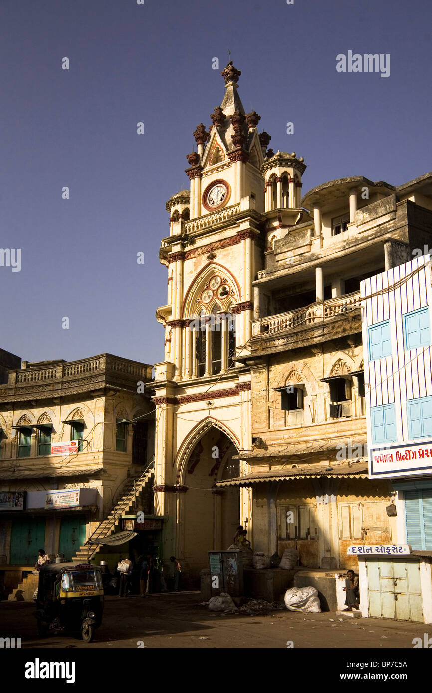 Le dix-neuvième siècle tour de l'horloge à Junagadh, Gujarat, Inde. Banque D'Images