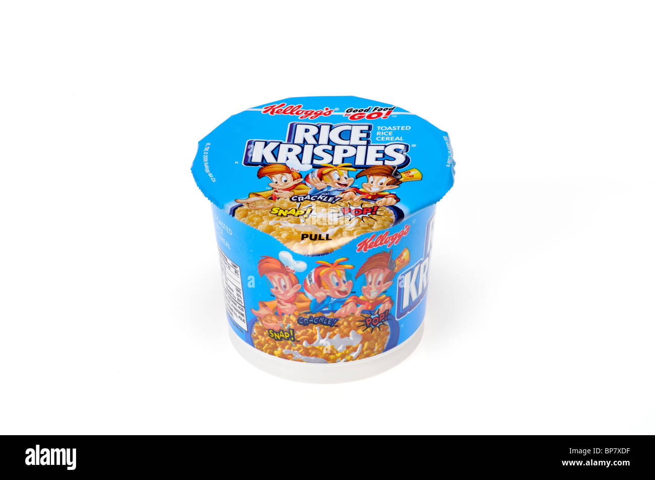 Pot de Kellog des Rice Krispies* de céréales petit déjeuner isolé sur fond blanc Banque D'Images