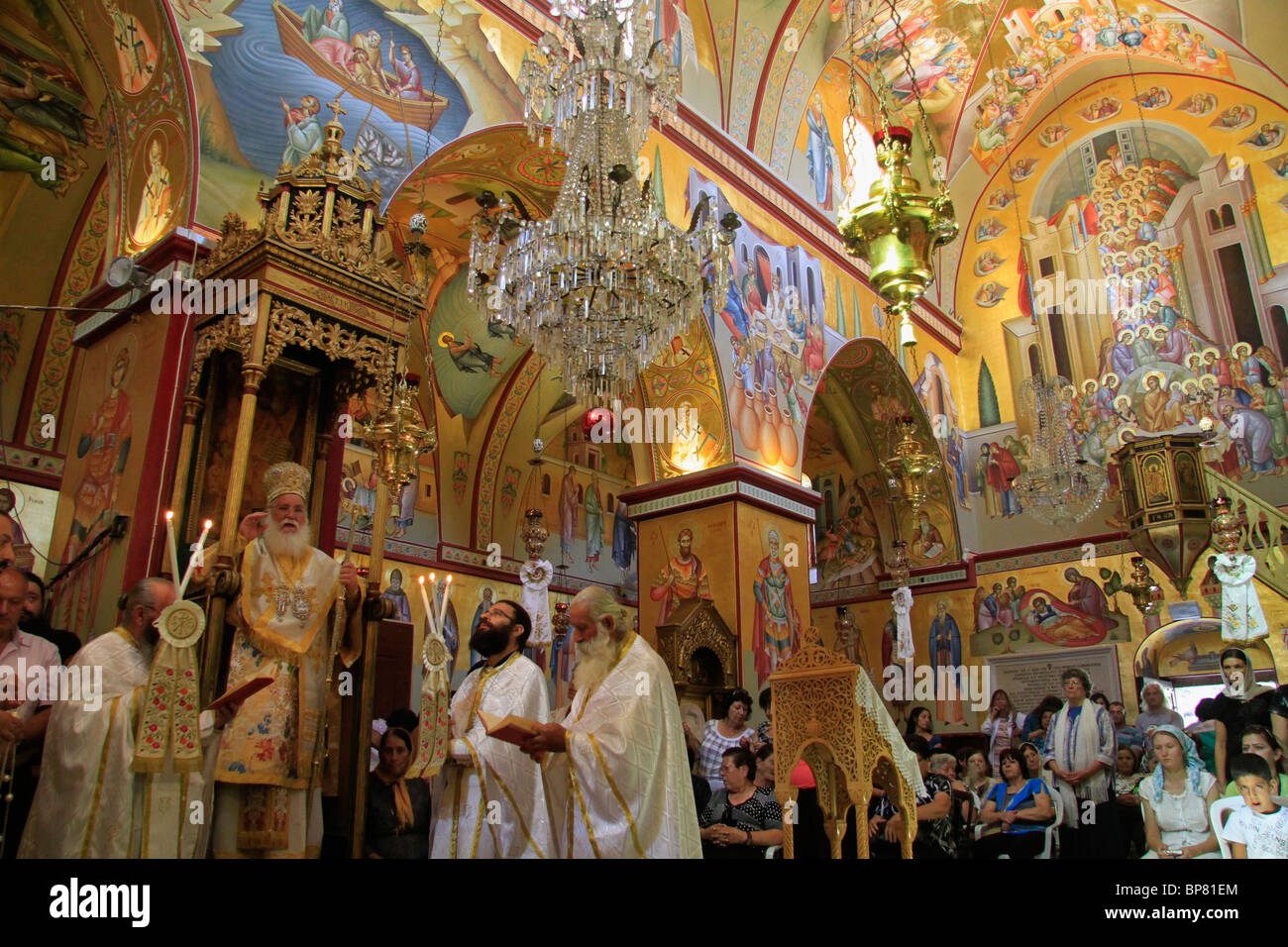 Israël, le Mont Thabor, Transfiguration jour cérémonie au monastère grec-orthodoxe St. Banque D'Images