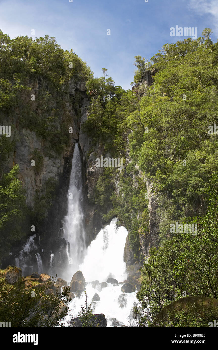 Tarawera Falls, Tarawera, près de la Baie Orientale, Kawerau d'Abondance, île du Nord, Nouvelle-Zélande Banque D'Images