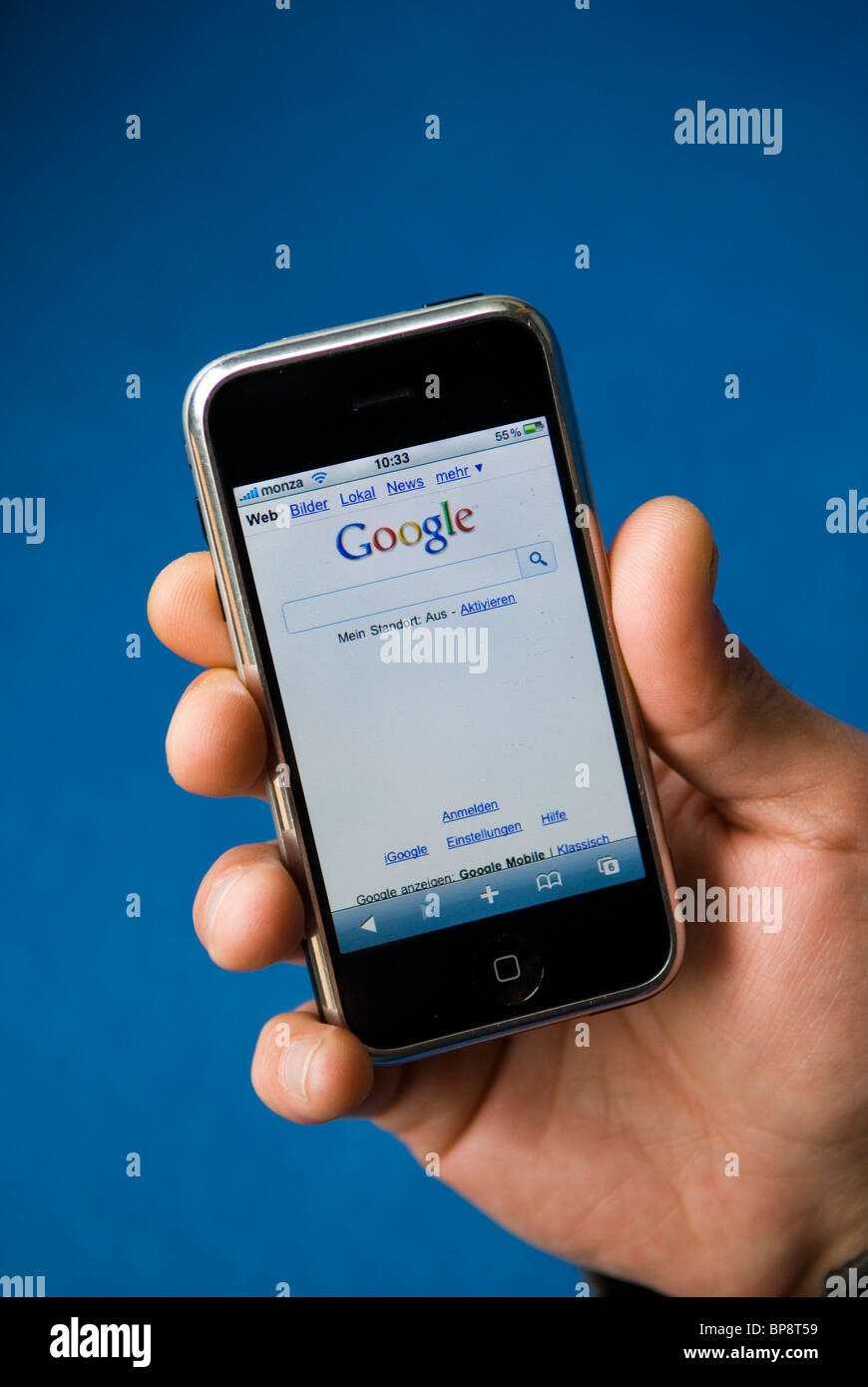 Recherche Google sur l'iPhone Banque D'Images