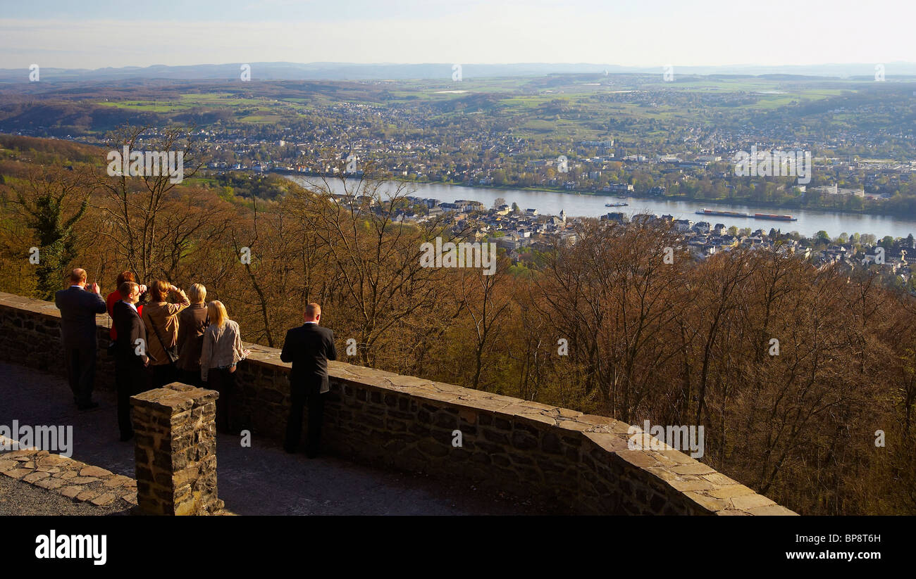 Printemps, jour, vue depuis le à Petersberg Koenigswinter avec le Rhin et Bad Godesberg, Siebengebirge, Rhin, Rhin Nord- Ouest Banque D'Images