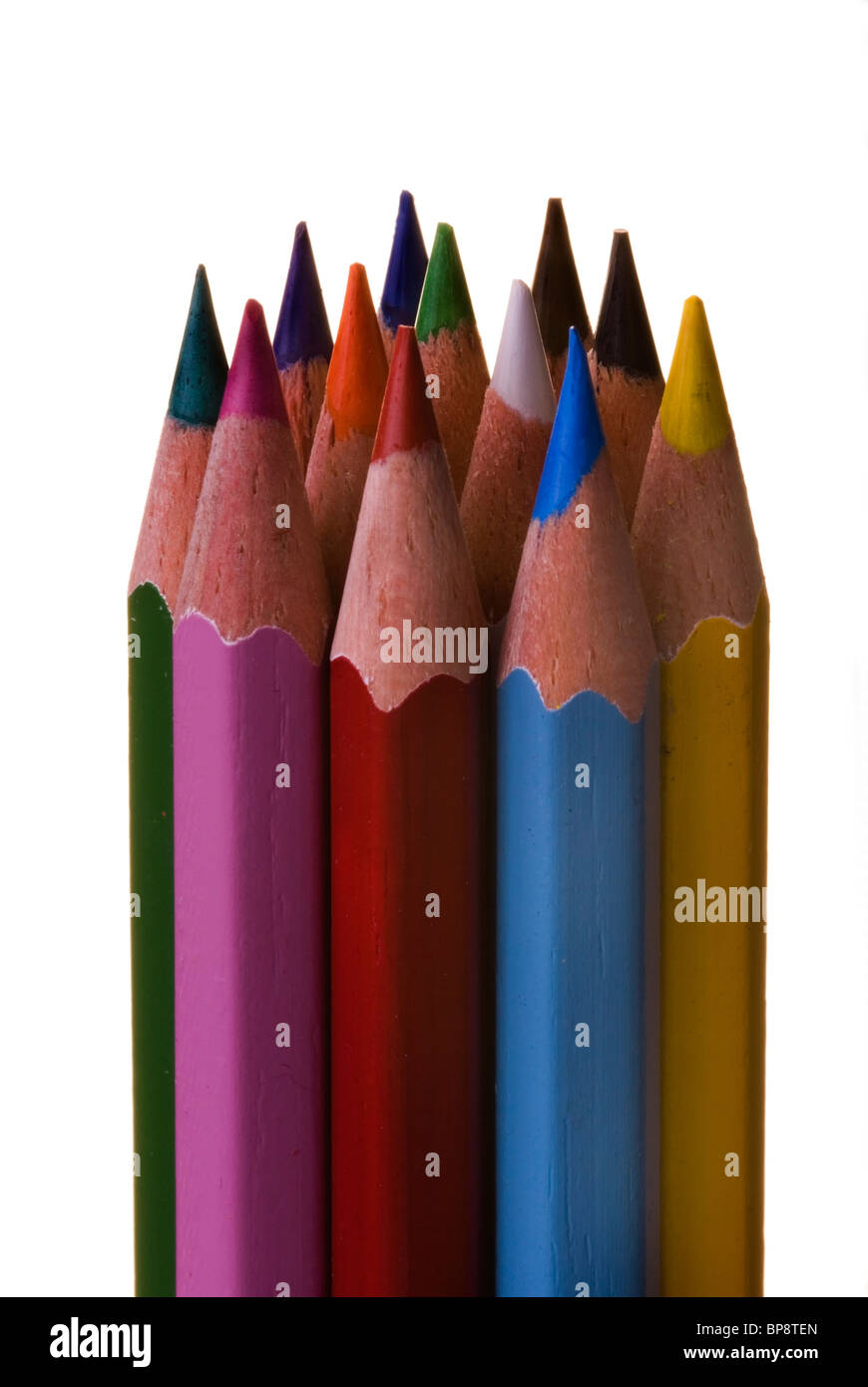 Crayons de couleur dans une colonne. Banque D'Images
