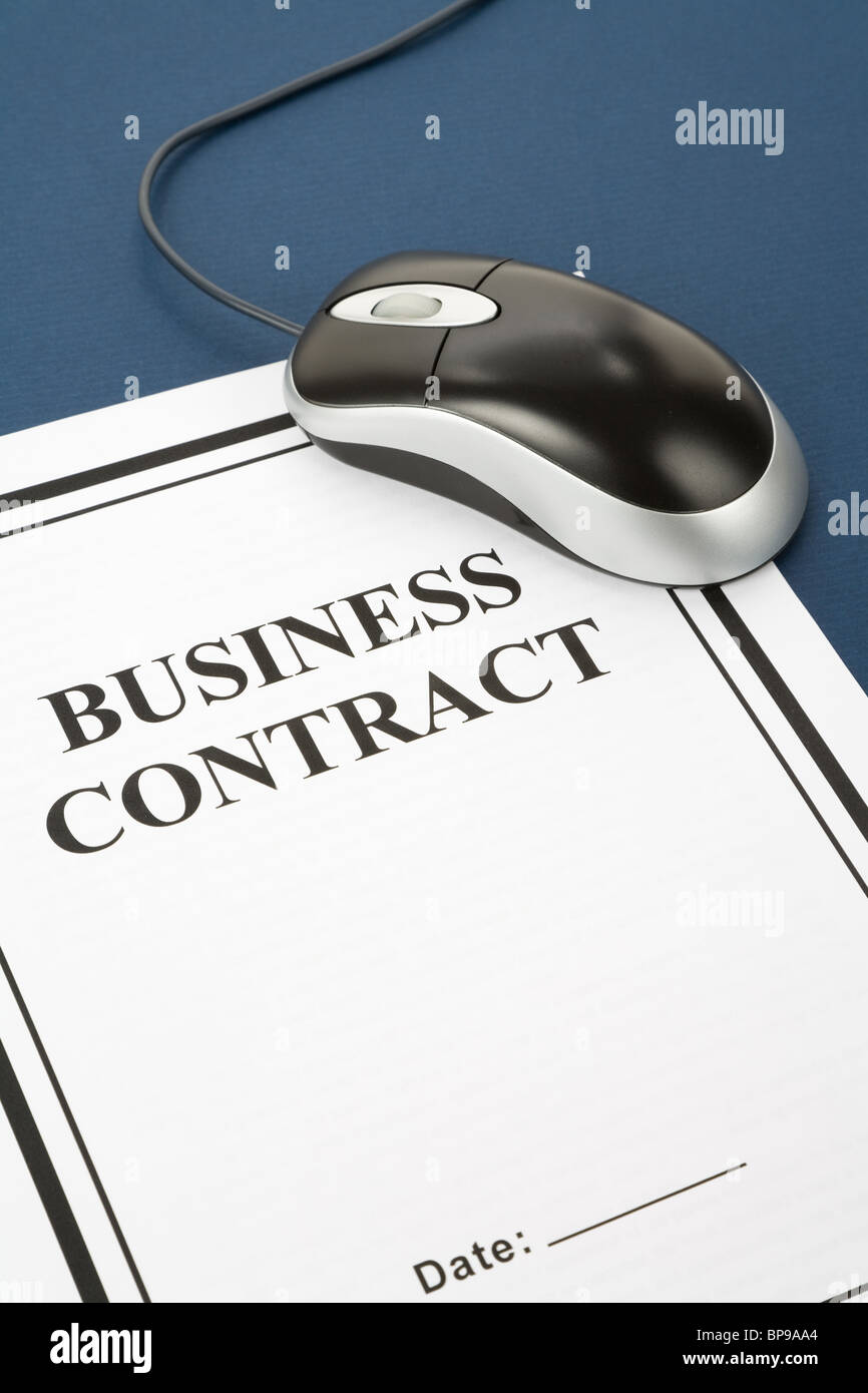 Contrat d'entreprise et de souris informatique, concept d'entreprise Banque D'Images