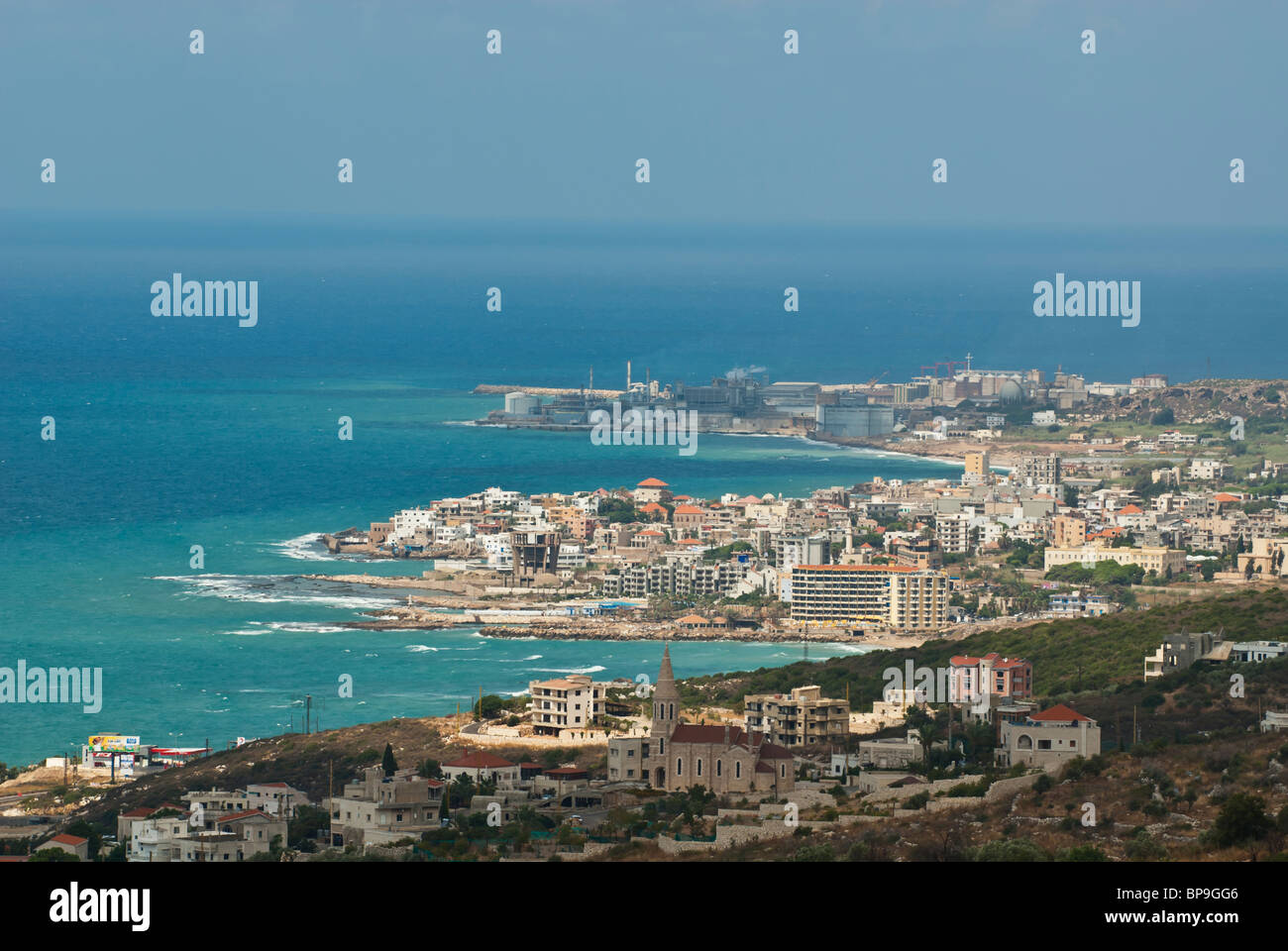 Avis de Byblos ville par la mer Méditerranée Liban Moyen Orient Banque D'Images