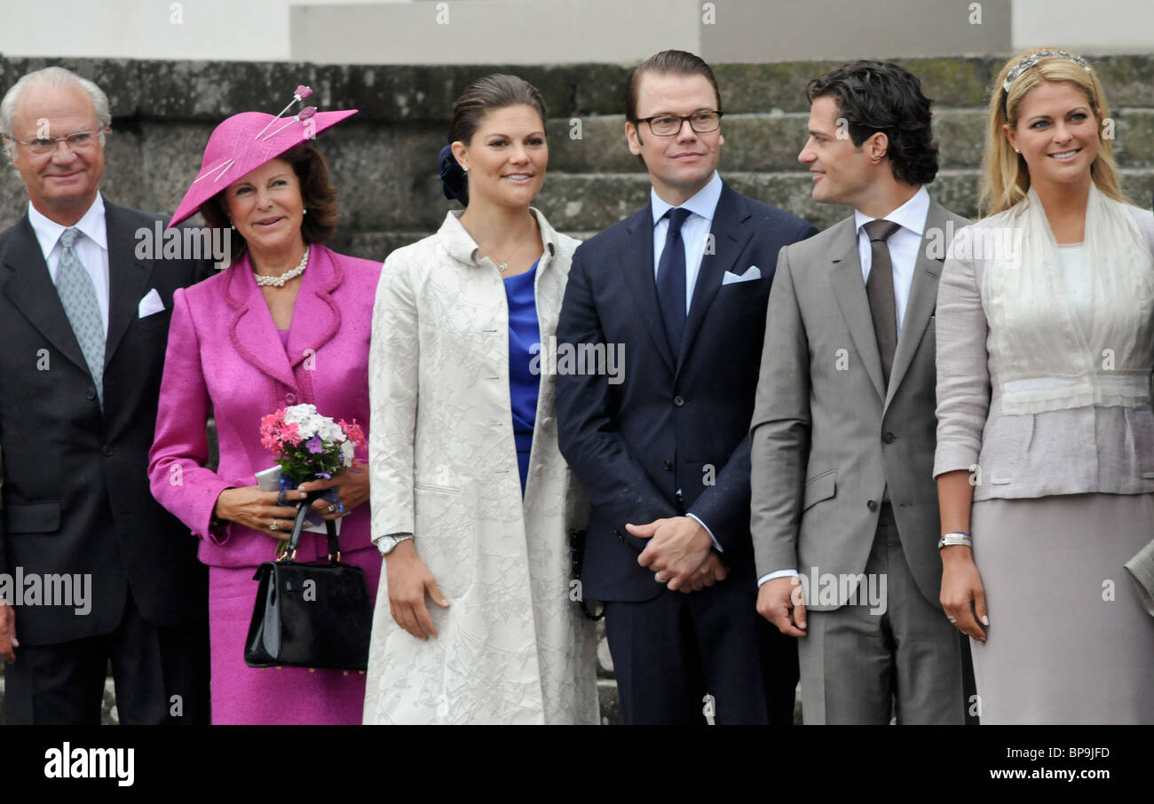Le Roi Carl Gustaf Famille Royale la Reine Silvia La princesse Victoria Prince Daniel prince Carl Philip La Princesse Madeleine Banque D'Images