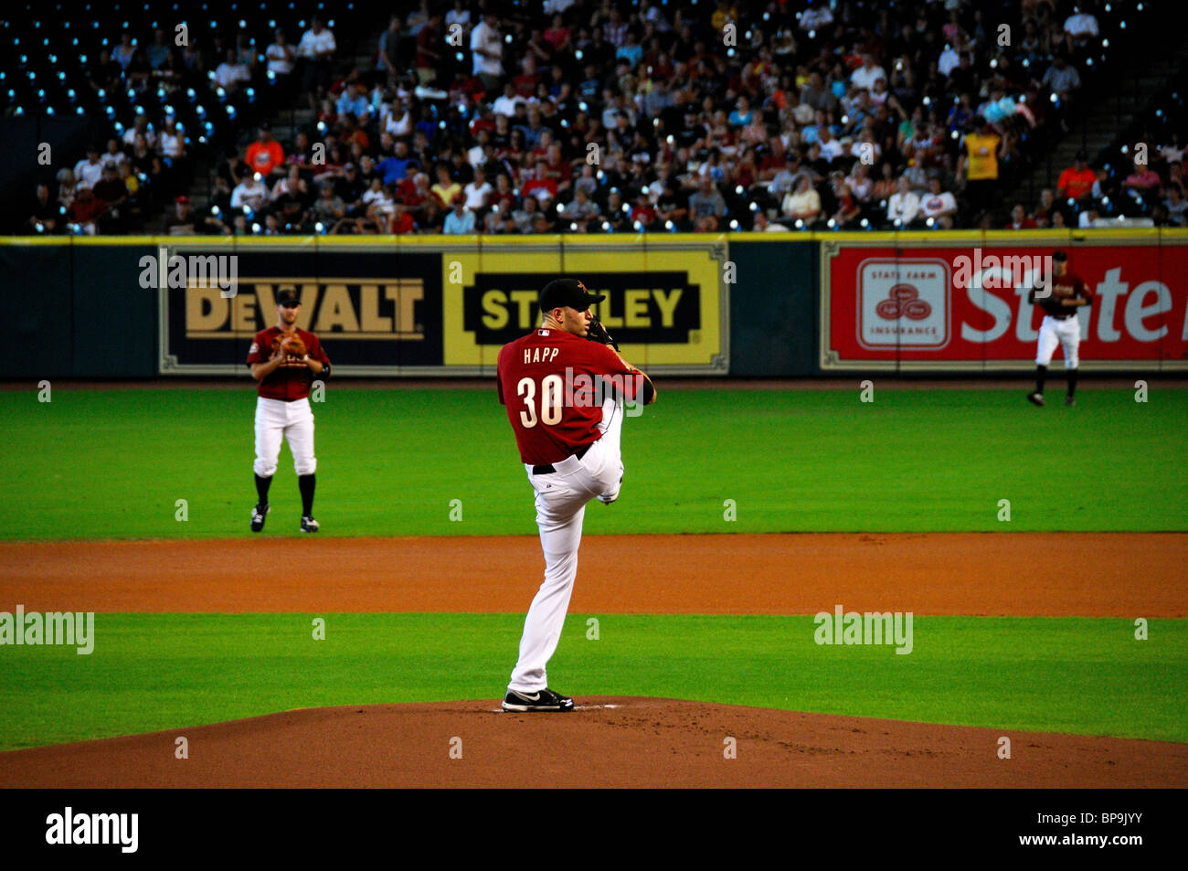 Pithcher Astro lancer la balle. Houston, Texas, USA. Banque D'Images