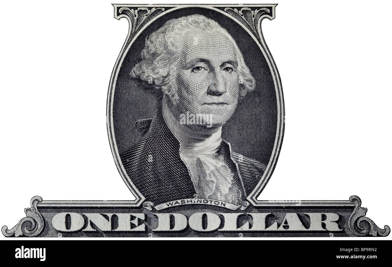 Un dollar avec découpe portrait de président américain George Washington Banque D'Images