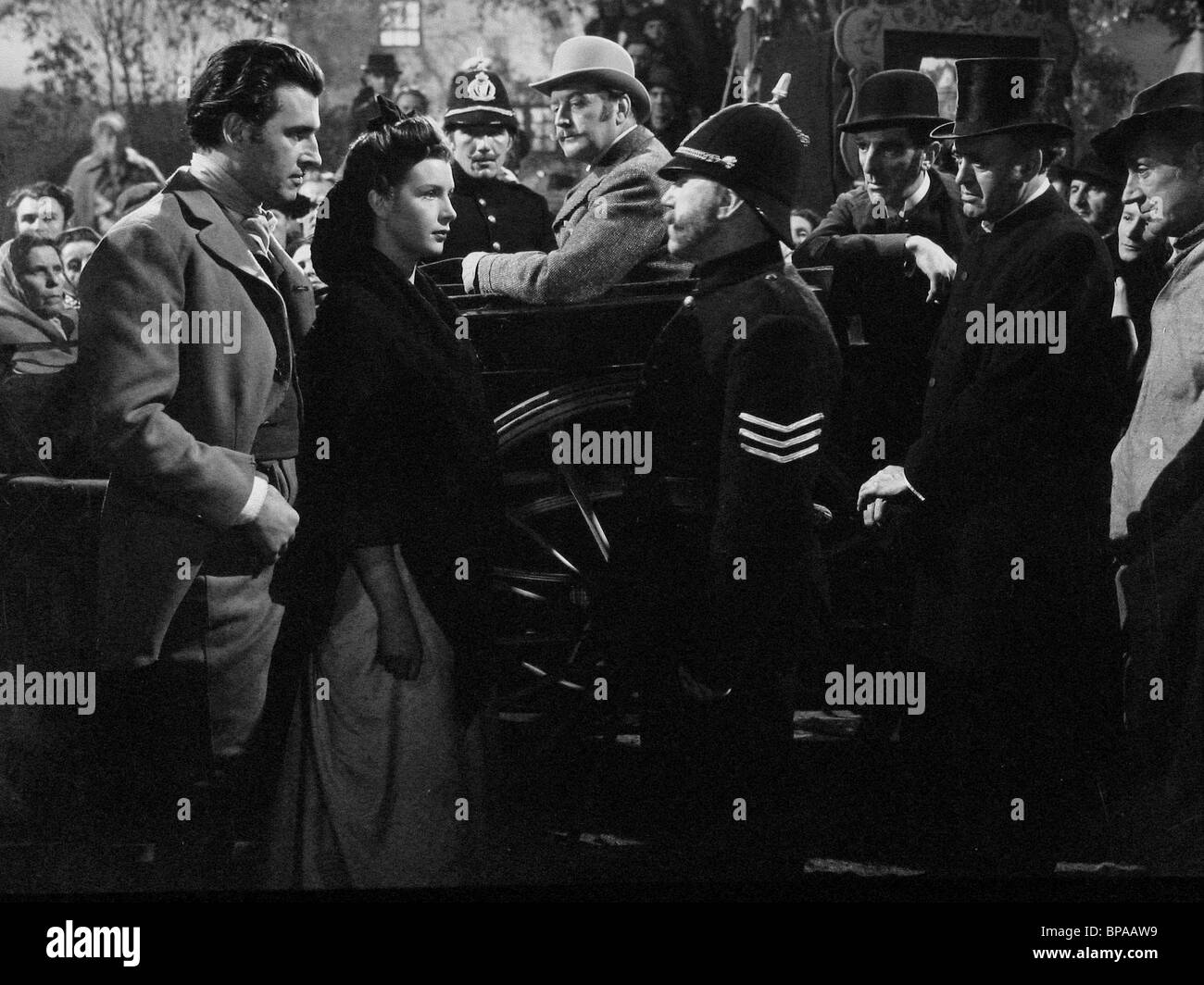 STEWART GRANGER, KATHLEEN RYAN, Cecil Parker dans le panier, MERVYN JOHNS, NOEL PERCELL, ALASTAIR SIM, le Capitaine Boycott, 1947 Banque D'Images