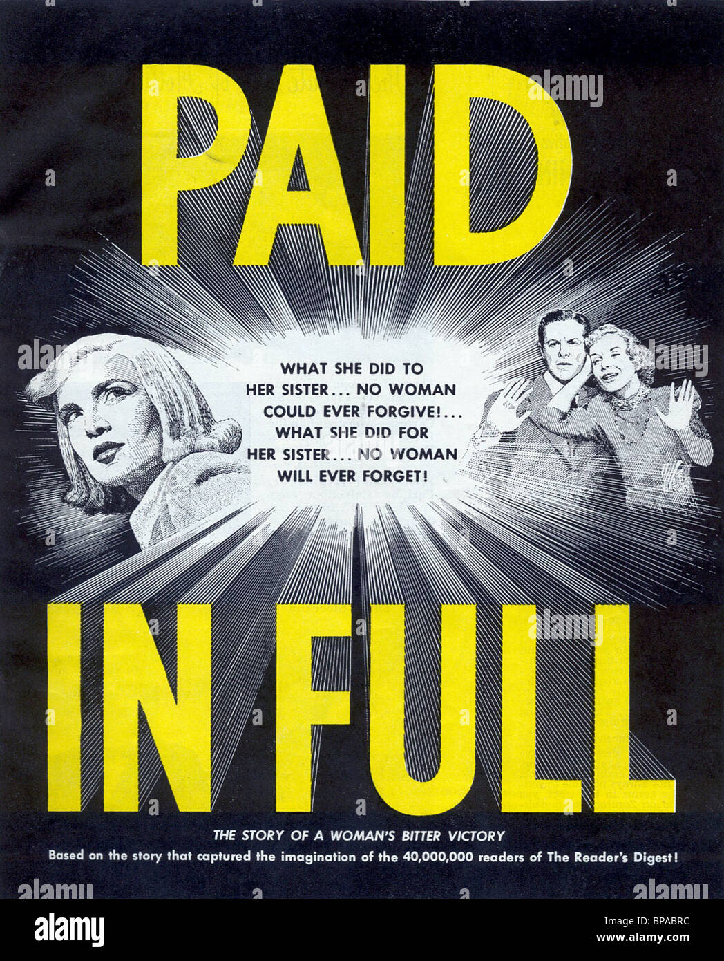 Affiche de film PAYÉ AU COMPLET (1950) Banque D'Images