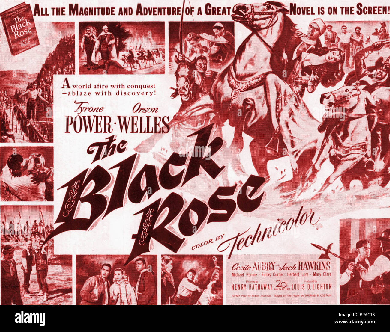 L'AFFICHE DU FILM THE BLACK ROSE (1950) Banque D'Images